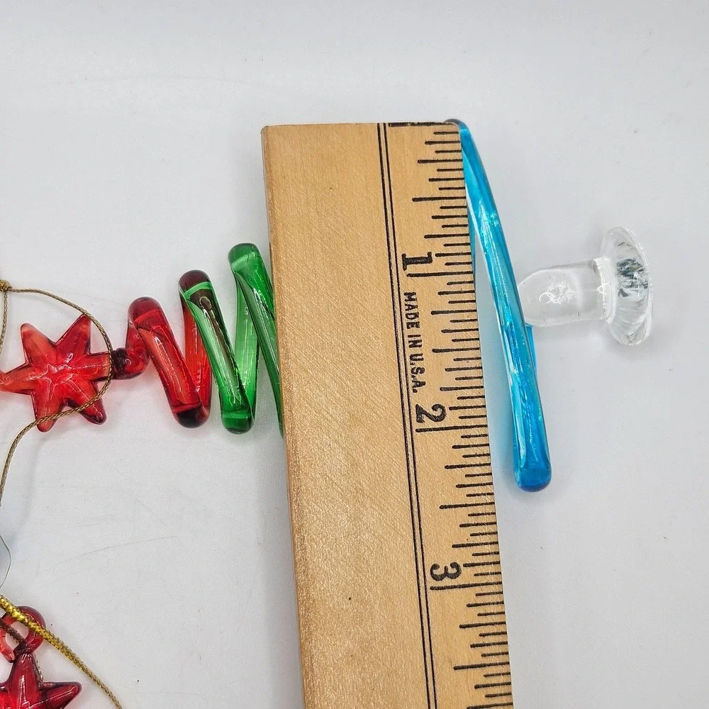 Vintage Pier 1 Glass Christmas Tree Ornaments Spiral Rainbow Tree Star Top‎ (4)